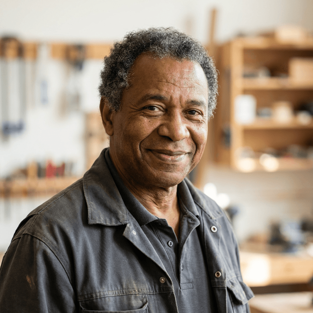 James P., homeowner, next to his outdoor AC unit